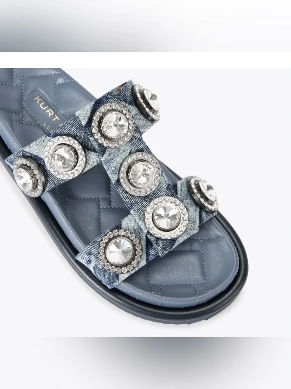 ORSON CRYSTAL SANDAL KURT GEIGER LONDON COLOR: DENIM size 40 US 9.5 preowned